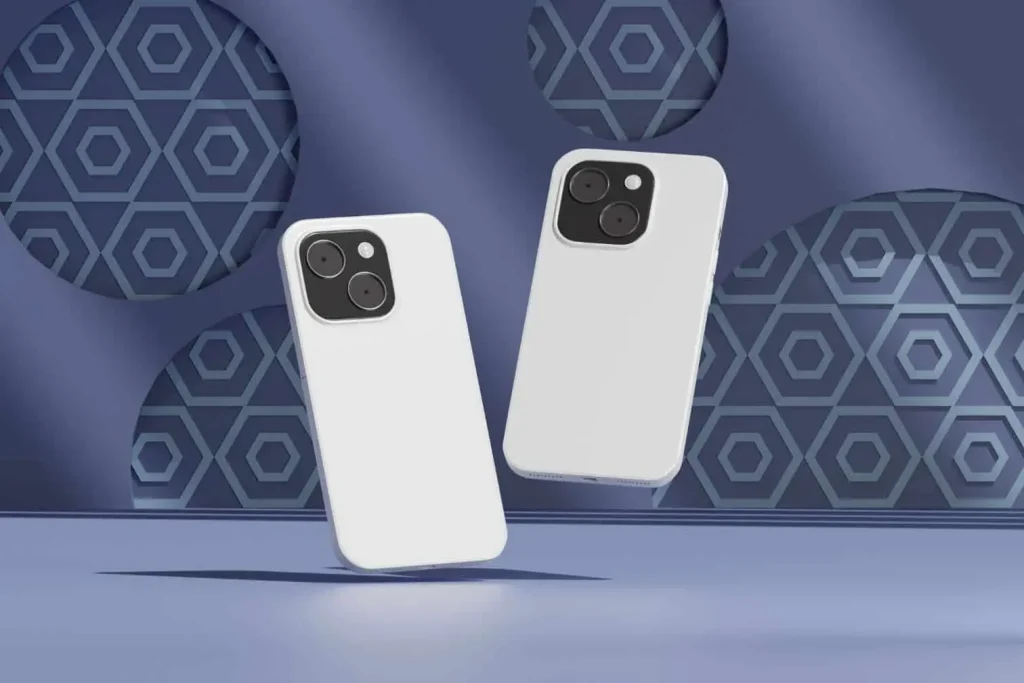 Image conceptuelle de deux iPhones, utilisée pour comparer les modèles 16 et 16e d’Apple.